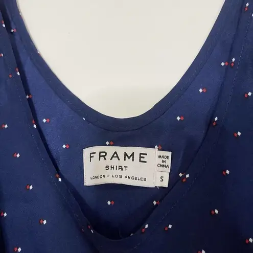 frame denim FRAME los angeles silk navy dotted tank top size small