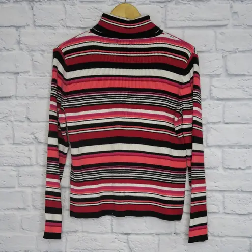 st. john's bay Vintage 80s Pink Striped Turtleneck Sweater