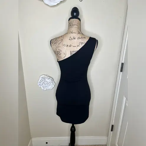 DO+BE NTM: One Shoulder Bodycon Cut Out w/ Metallic Chains Black Mini Dress Sz S