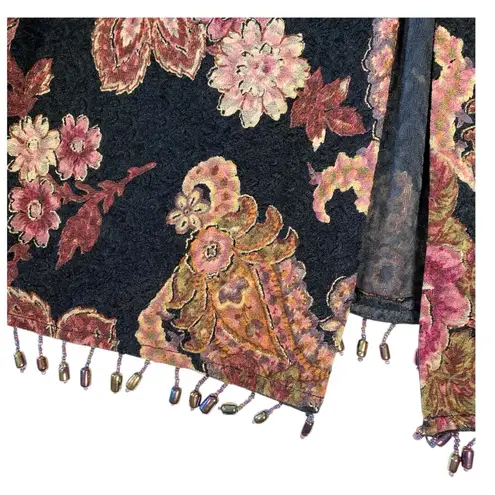 NWT VINTAGE 90s MSK Floral Beaded Top Black Size XL