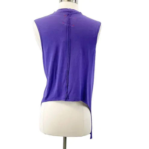 NEW Daftbird Womens XS Sleeveless Cardigan Violet Purple Pockets Jersey Minimal