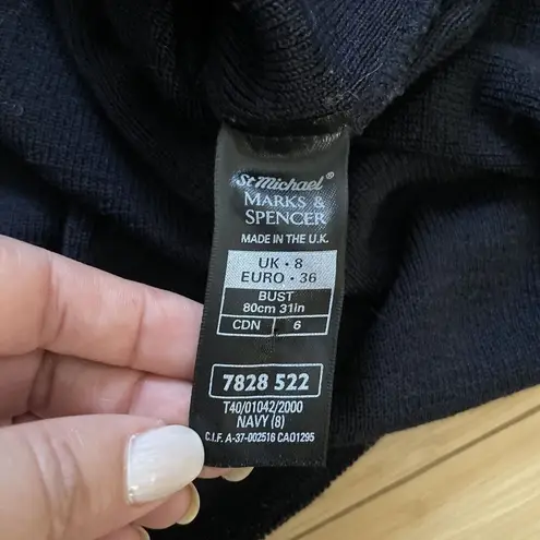 Marks & Spencer St. Michael Longline Knit Pullover Sweater US 6 (UK 8) NavyBlack Black