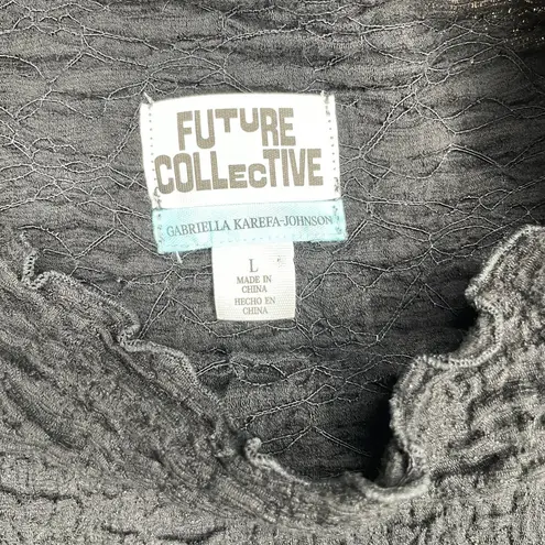 Future Collective with Gabriella Karef Black Puckered 2pcs Mini Skirt Set Sz XL