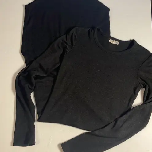 Wilfred Free Aritzia Black Bodycon Midi Sweater Dress Long Sleeve Curved Hem XS