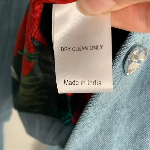 Meghan Fabulous Boheme Butterfly Bomb Jacket Denim Womens Small Blue