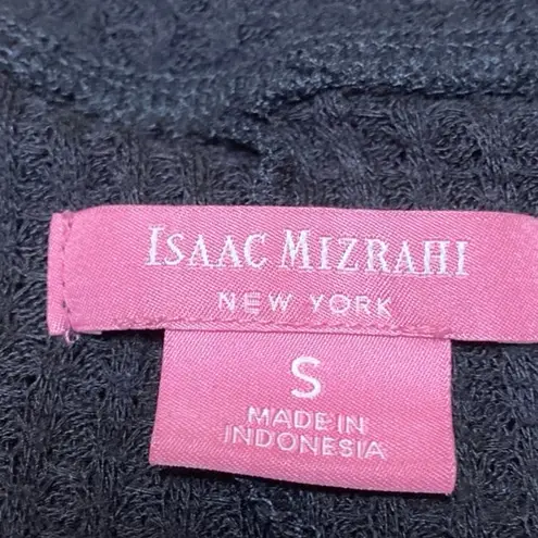 Isaac Mizrahi Black Rib Knit V-neck Button Down Long Sleeve Cardigan Sweater S