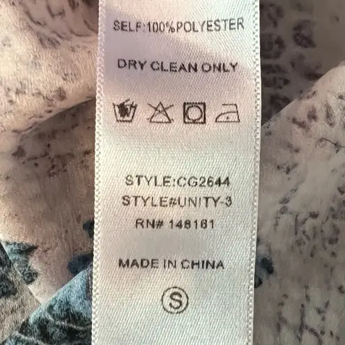 Buddy Love Boho Pink Blue Snake Animal Print Belle Sleeve Keyhole Blouse Top M