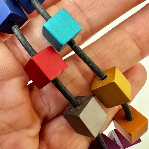 Colorful cubed necklace on cord