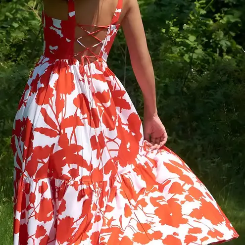 Commense Blooming In Summer Floral Print Cami Long Dress size small White