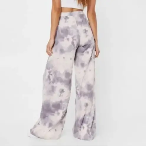 Nasty Gal  High Waisted Tie dye Wide Leg Pants Cream