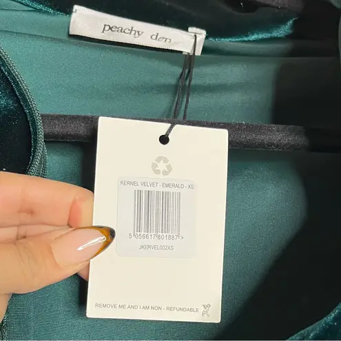 NWT Peachy Den Emerald Velvet Kernel Jumpsuit Size XS Green