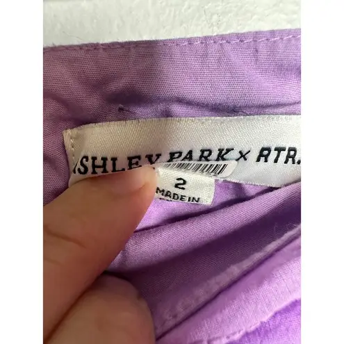 ASHLEY PARKER x RTR Women's Purple 100% Cotton Eyelet Wrap Mini Skirt Size 2