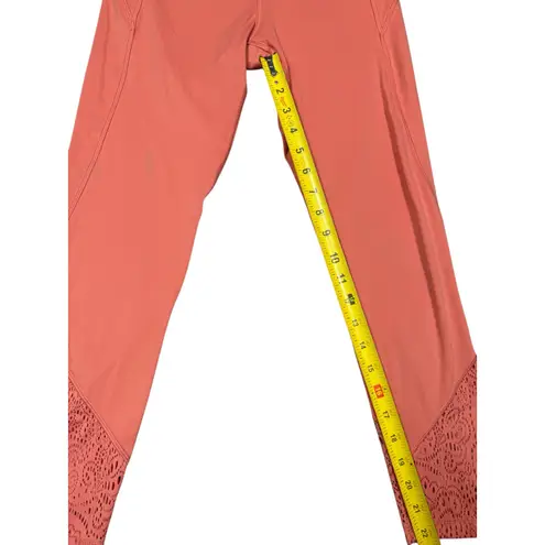PINK Sport Coral Lace Panel Leggings – Size M Orange Size M