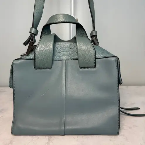 Pour La Victoire Teal Leather Satchel Shoulder Bag Mixed Metals