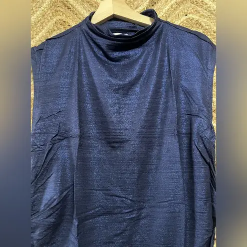 Kim And Cami Women's Mock Neck Ruched Tank Top, Indigo, Size XL, NWOT