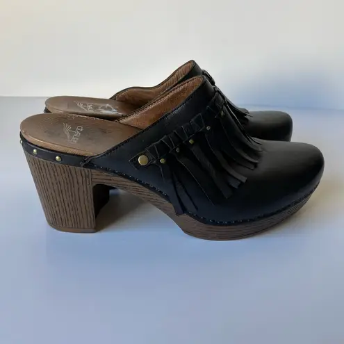 Dansko  Deni Leather Fringe Tassel Mule Heel Clogs Size EU 42