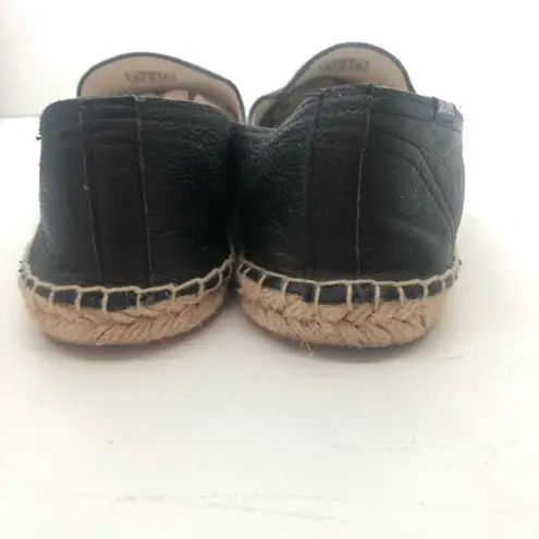 Anthropologie Saludos black leather slip on espadrille flats