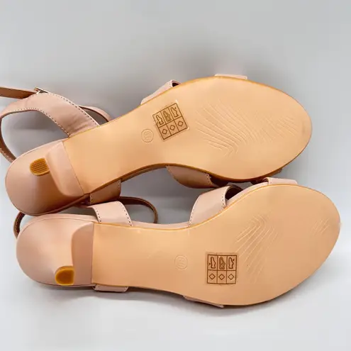 Allegra K NEW Heels Sandals Womens 8.5 Tan Ankle Strap Criss Cross Kitten Heel