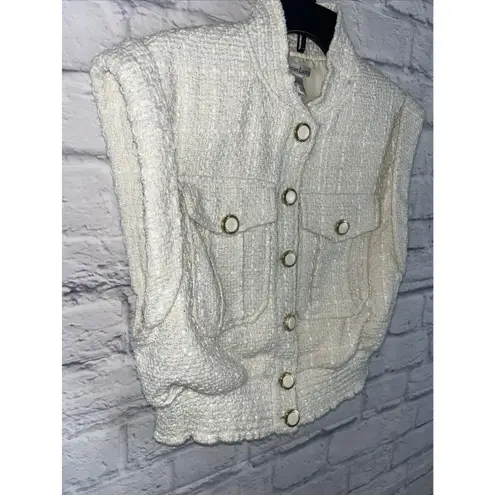 Christian LaCroix Crème Lined Boucle Tweed Cropped Preppy Vest Size XS