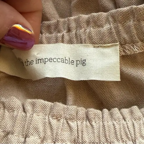 The Impeccable Pig Dress Womens S Beige Embroidered Flower Off the Shoulder Boho