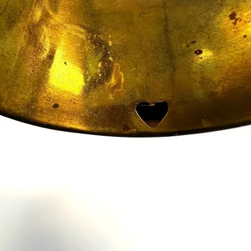 Red and gold tone wide brass bangle bracelet