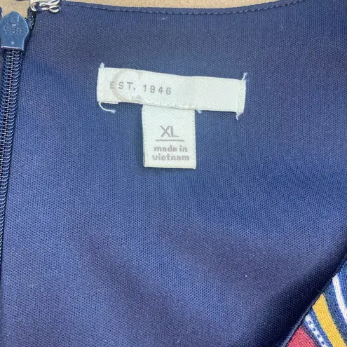 Est. 1946 Womens Jumpsuit Sleeveless Mixed Stripe Wide Leg Size XL Navy Blue Tie Waist