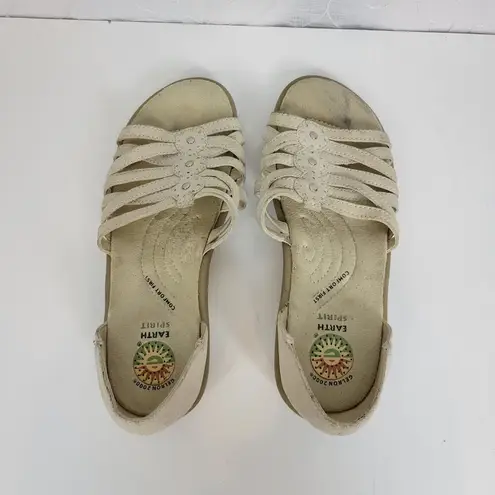 Earth Spirit Womens Shoes Size 8.5 Cream Leather Open To0e Slip On