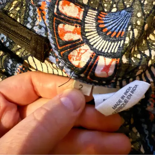 Ulla Johnson Iliana Poplin Ruffle Sleeveless Geometric Print Mini Dress Sz 2