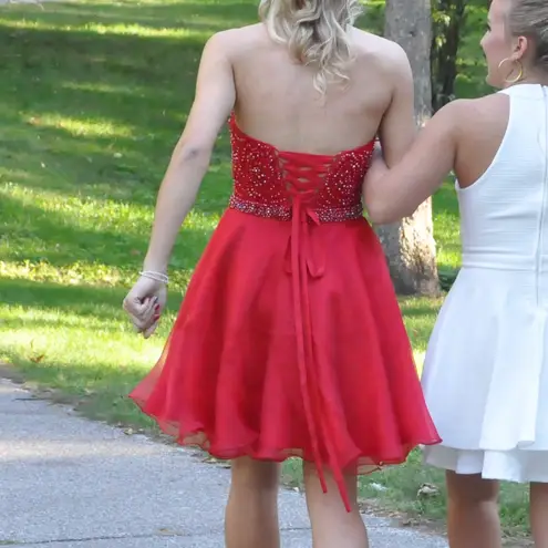 Abby Paris Elegant Red Strapless Dress