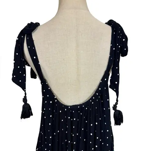 Free People  Bare It All Low Back Tassel Maxi Dress in Black Mixed Floral