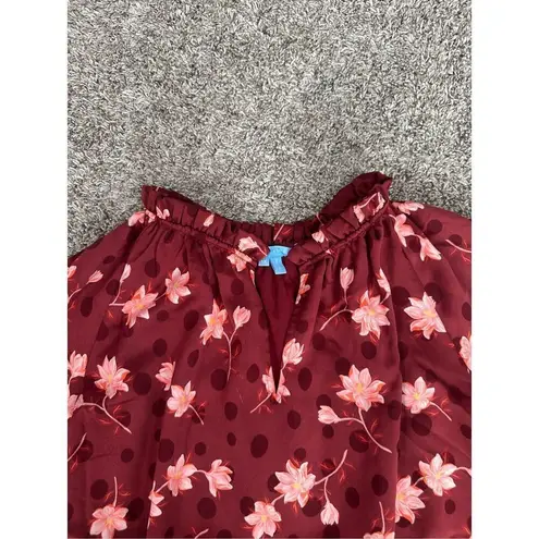 Draper James Kellie Babydoll Mini Dress in Magnolia Dot Red Floral Tie Front 1X