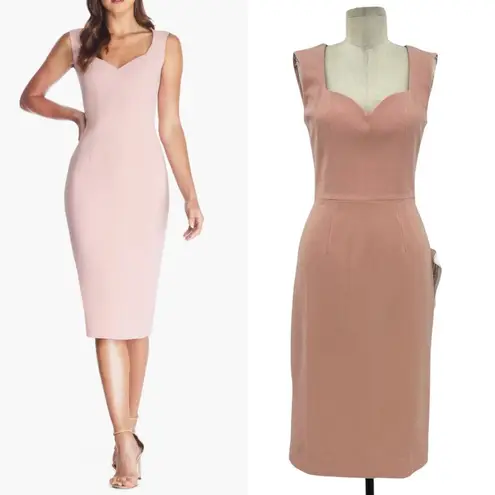 Dress the Population Dress the Population Elle Sweetheart Neck Sheath Midi Dress Blush Pink Small