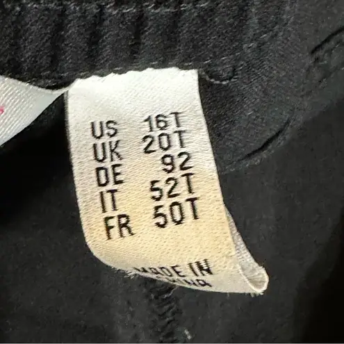 Isaac Mizrahi Black Pintuck Ankle Elastic Waist Stretch Pull On Pants 16 Tall