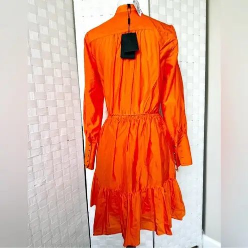 Robert Rodriguez Orange Silk Ling Sleeve Dress With Belt Size 2 NWT