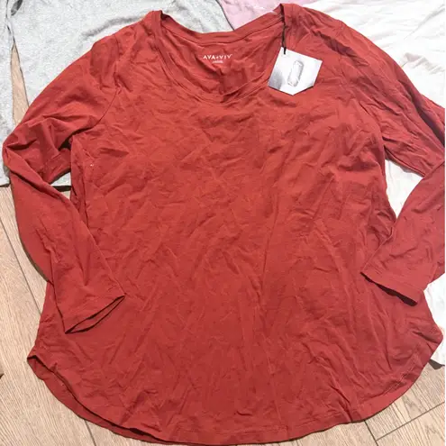 Ava & Viv Womens Plus 1X Long Sleeve Tops Bundle 4 Pieces Rust Lilac White Grey