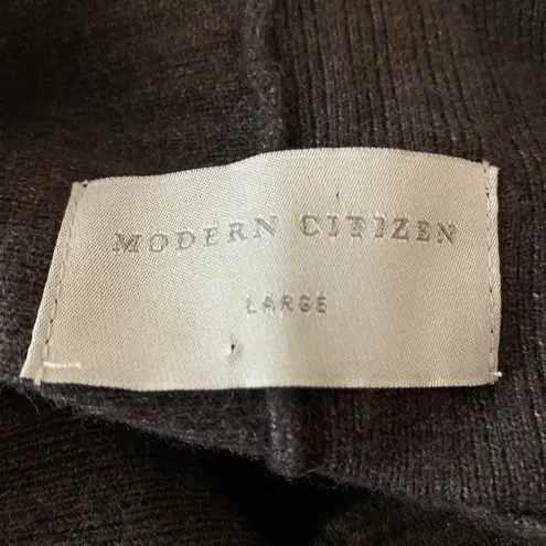 Modern Citizen Sweater Sz L Mock Neck Ribbed Long Sleeve Pullover Gray/Brown