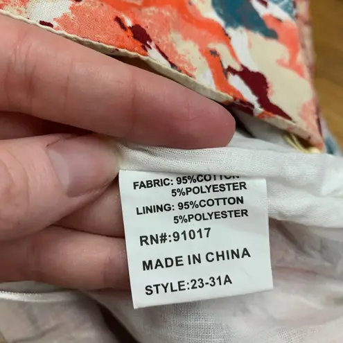 LUNA MOON Womens XL Floral Print Maxi Skirt Tiered Ruffle Hem Cotton Blend NWT Orange