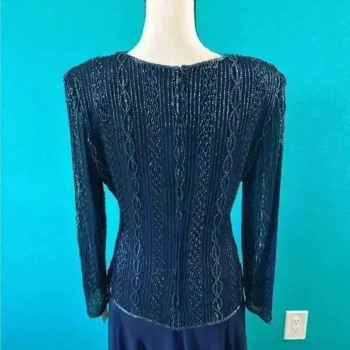 Brilliante by J.A. Dark navy blue beaded formal dress in size small