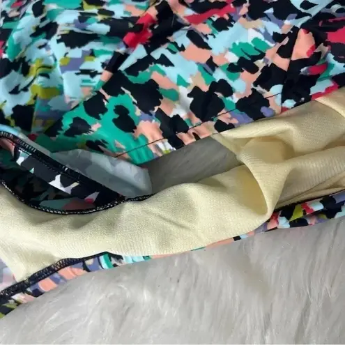 Aqua Green Multi Black One Piece Swim Suit Size Large