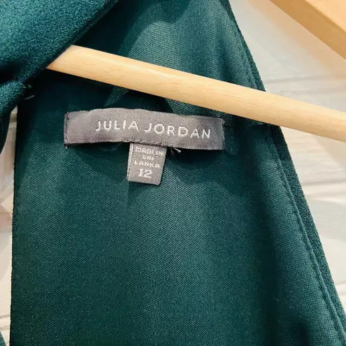 Julia Jordan Women's Green Crossed Neck Keyhole Jumpsuit Size 12 Solid Crepe