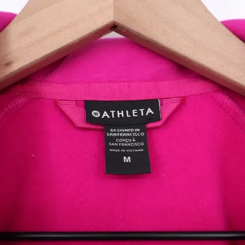 Athleta  Triumph Hoodie Zip Up Full Zip Jacket Bright Pink Size Medium Thumbholes