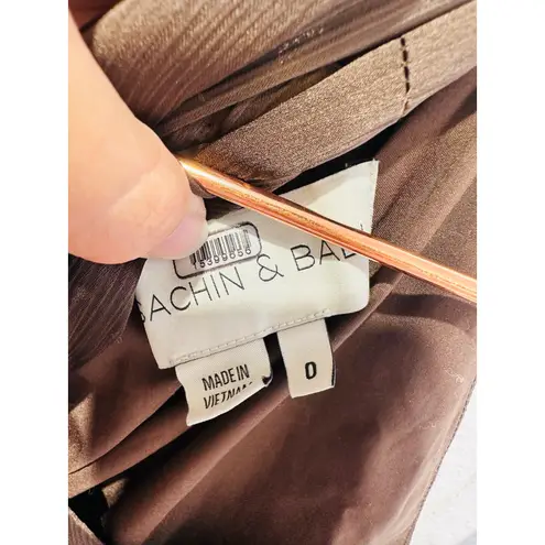 SACHIN & BABI Brown Sleeveless Tie Neck Banded Waist Kayla A