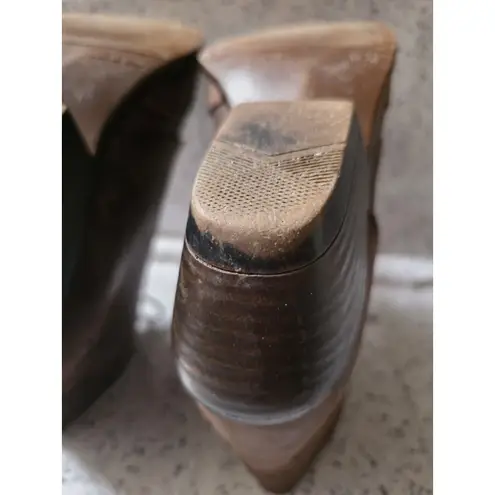 DETAILS Harris Hawk Leather Western Ankle Boots Women 6.5 Scroll Leather Spanish Brown