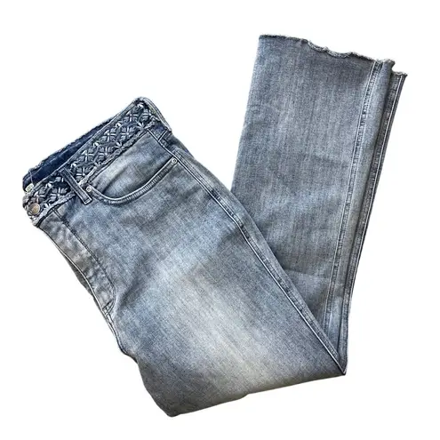 NYDJ Plus Size Light Wash Stretch Slim Bootcut LiftXTuck Raw Hem Jeans Size 14