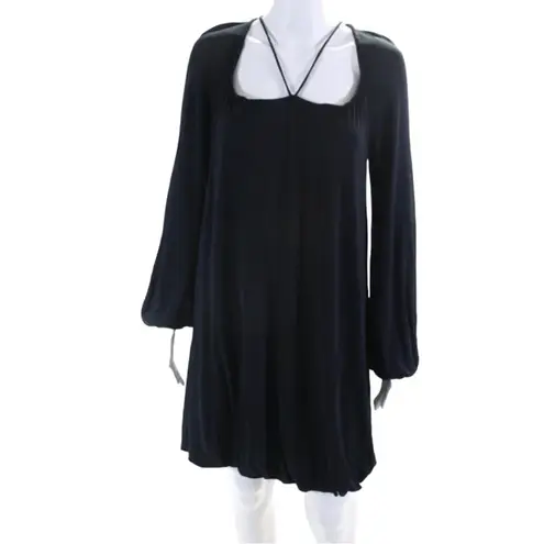 Samantha Treacy Long Sleeve Bubble Hem Dress Navy Size 6 Party Wedding Guest Blue