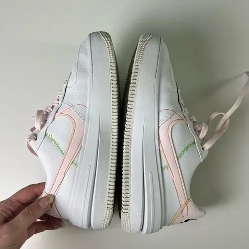 Nike  Air Force 1 Platform Leather Sneakers 8 White Pearl Pink Opti Yellow