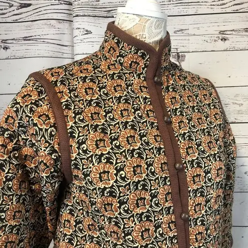 Vintage Yves Saint Laurent Rive Gauche Print Quilted Jacket size small Brown