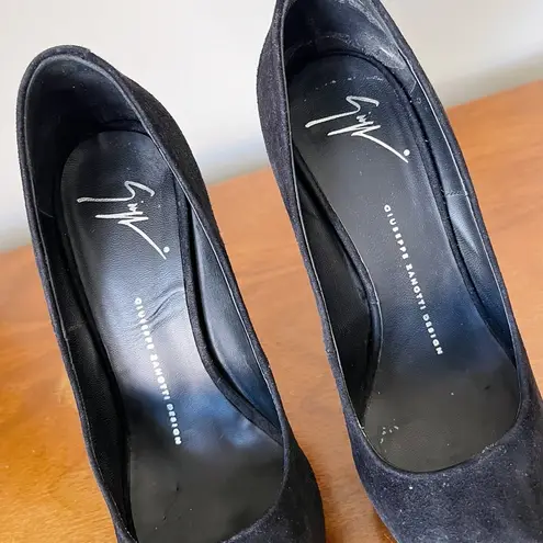 Giuseppe Zanotti • Sharon 130 platform heels pumps black suede stiletto peeptoe