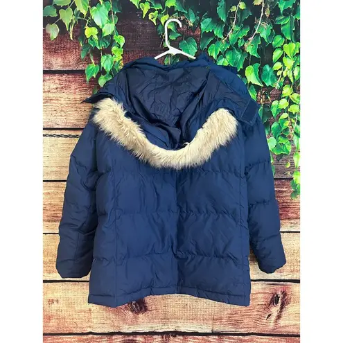 LL Bean Womens Ultrawarm Jacket Coat 2X 650 DOWN Puffer Hood Faux Fur Trim Blue