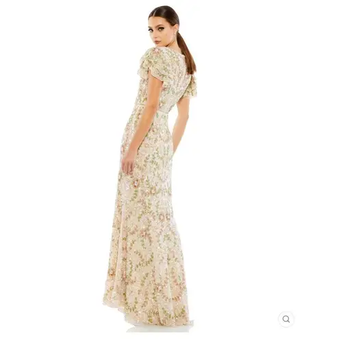 Mac Duggal 10772 Womens Embellished Ruffle Cap Sleeve Gown Dress